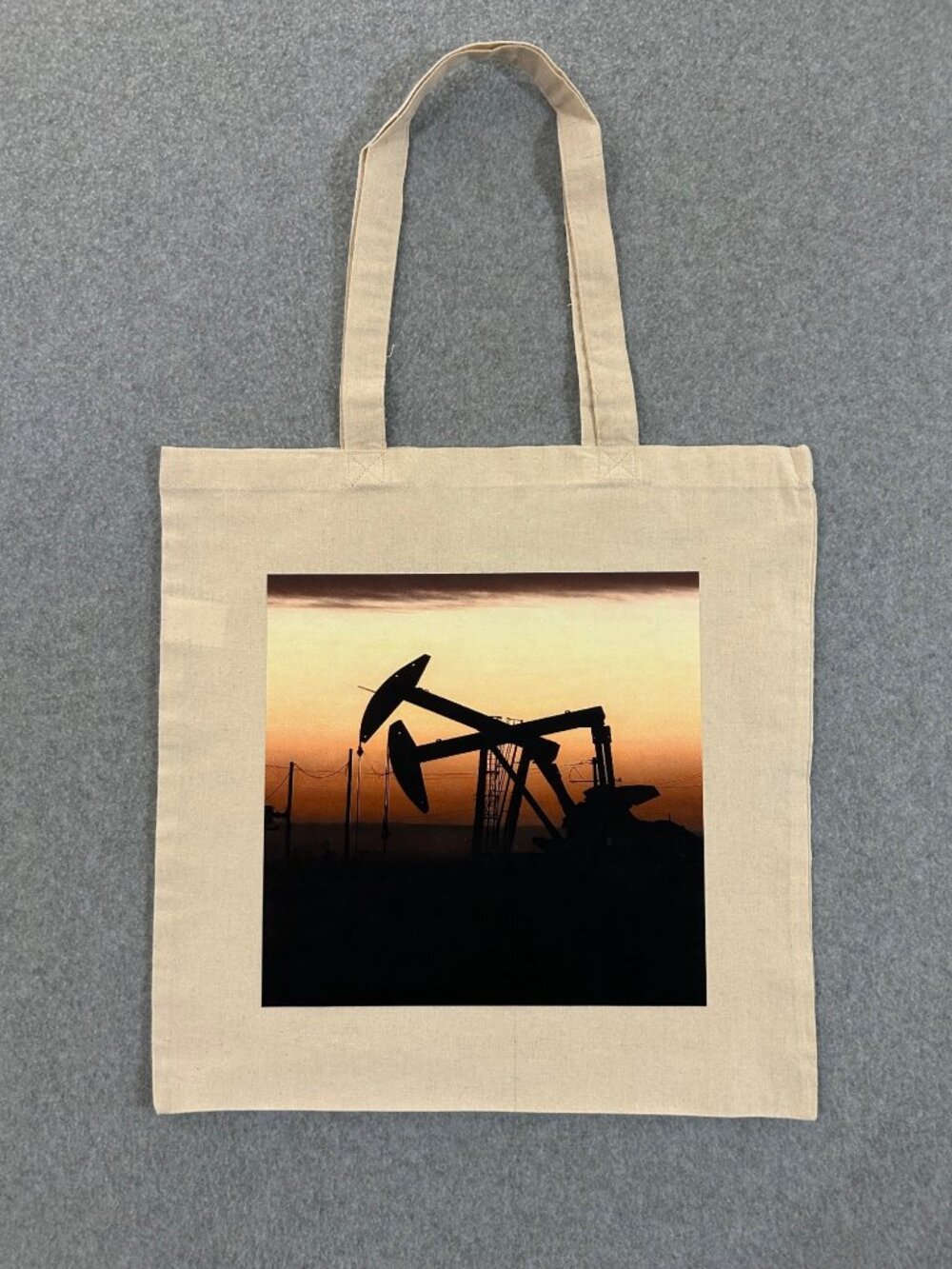 Oil Pumpjack Sunset Oilfield Reusable Eco-Friendly Grocery Shopping Tote Bag
